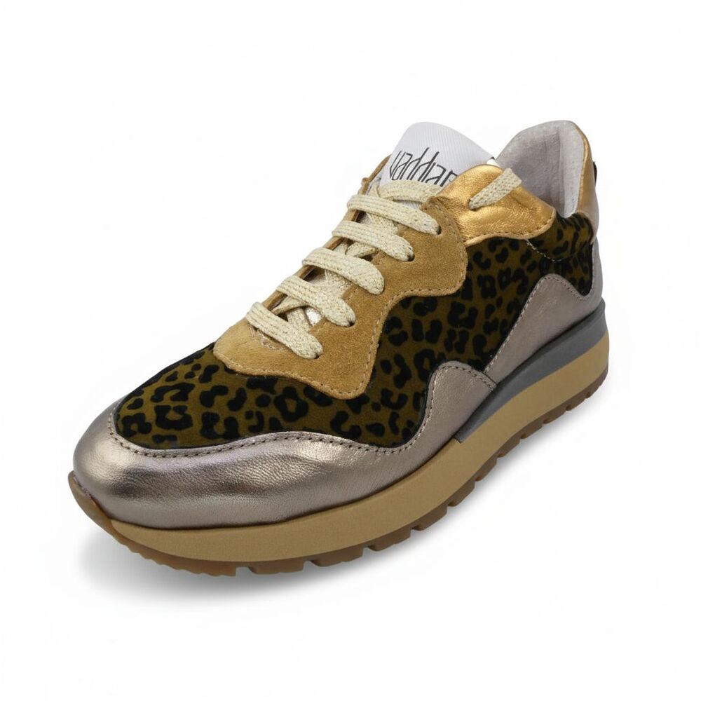 Vaddia Bookie Women's 6.5 Animal Print Fashion Sneaker Shoes Cream Silver /EU 37
